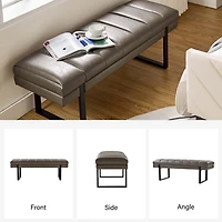Lauren Gray Faux Leather Bench