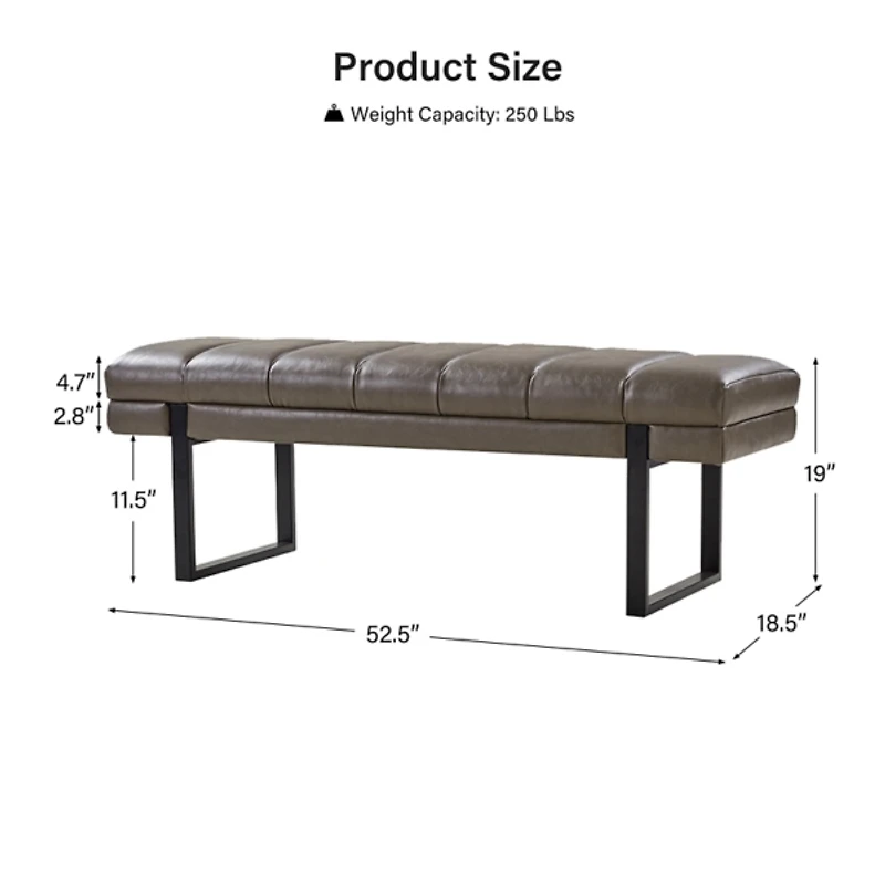 Lauren Gray Faux Leather Bench