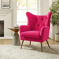 Danel Fushia Tufted Wingback Accent Chair