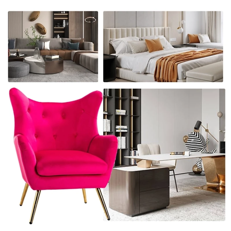 Danel Fushia Tufted Wingback Accent Chair