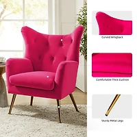 Danel Fushia Tufted Wingback Accent Chair
