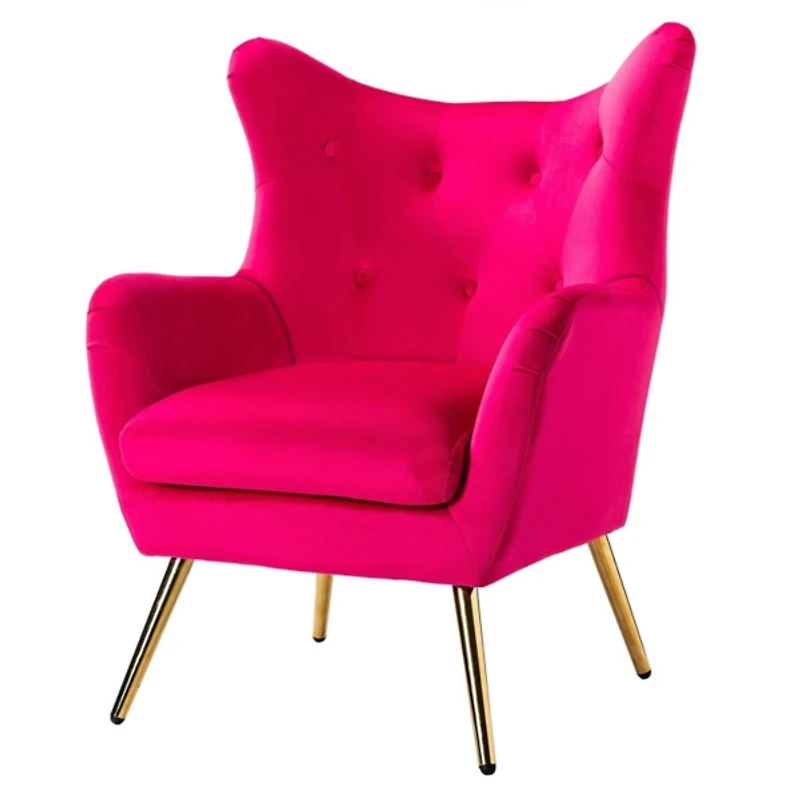 Danel Fushia Tufted Wingback Accent Chair