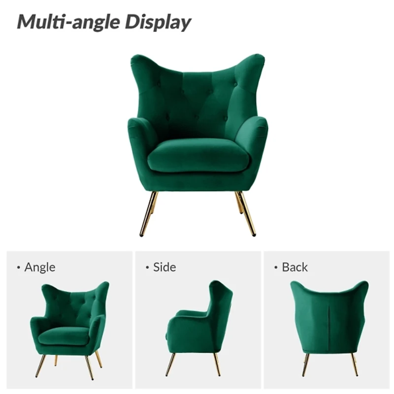 Danel Green Tufted Wingback Accent Chair