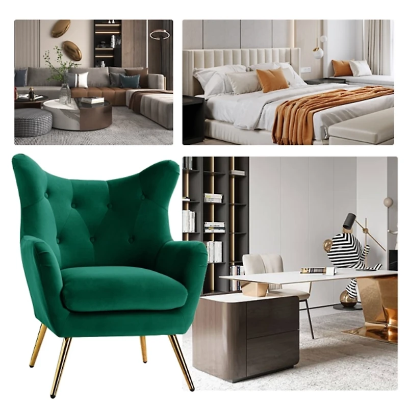 Danel Green Tufted Wingback Accent Chair