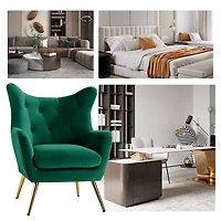 Danel Green Tufted Wingback Accent Chair