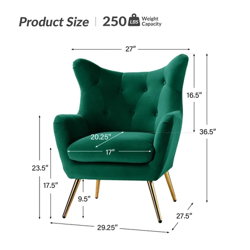 Danel Green Tufted Wingback Accent Chair