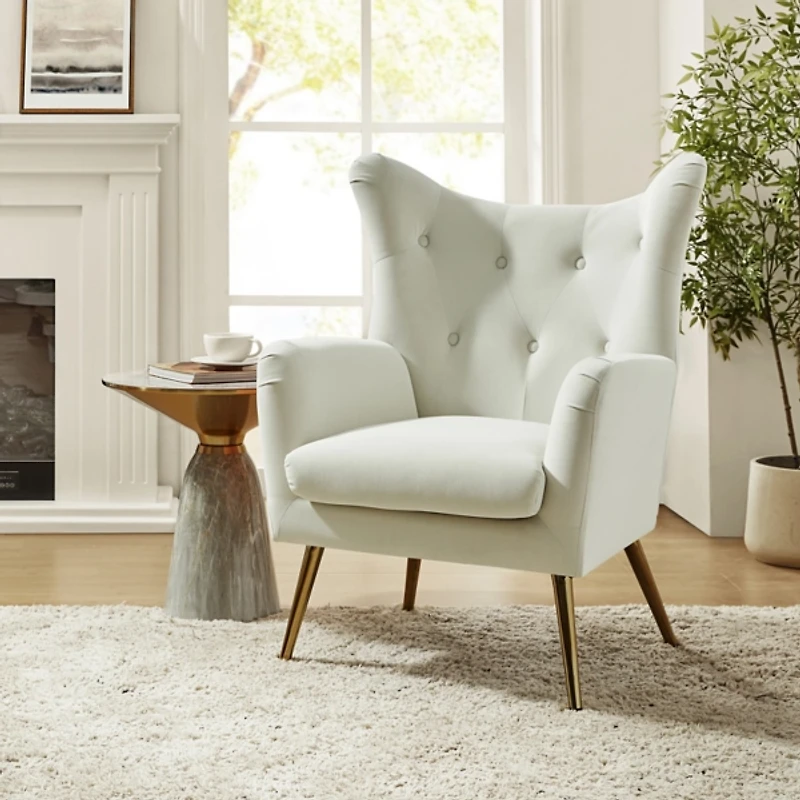 Danel Ivory Tufted Wingback Accent Chair