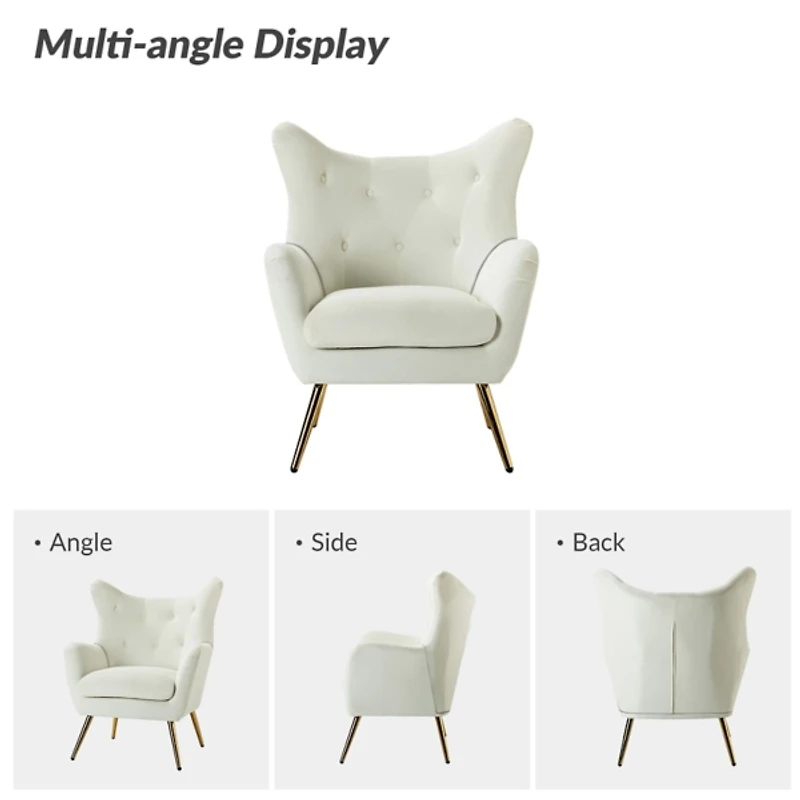 Danel Ivory Tufted Wingback Accent Chair