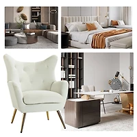 Danel Ivory Tufted Wingback Accent Chair