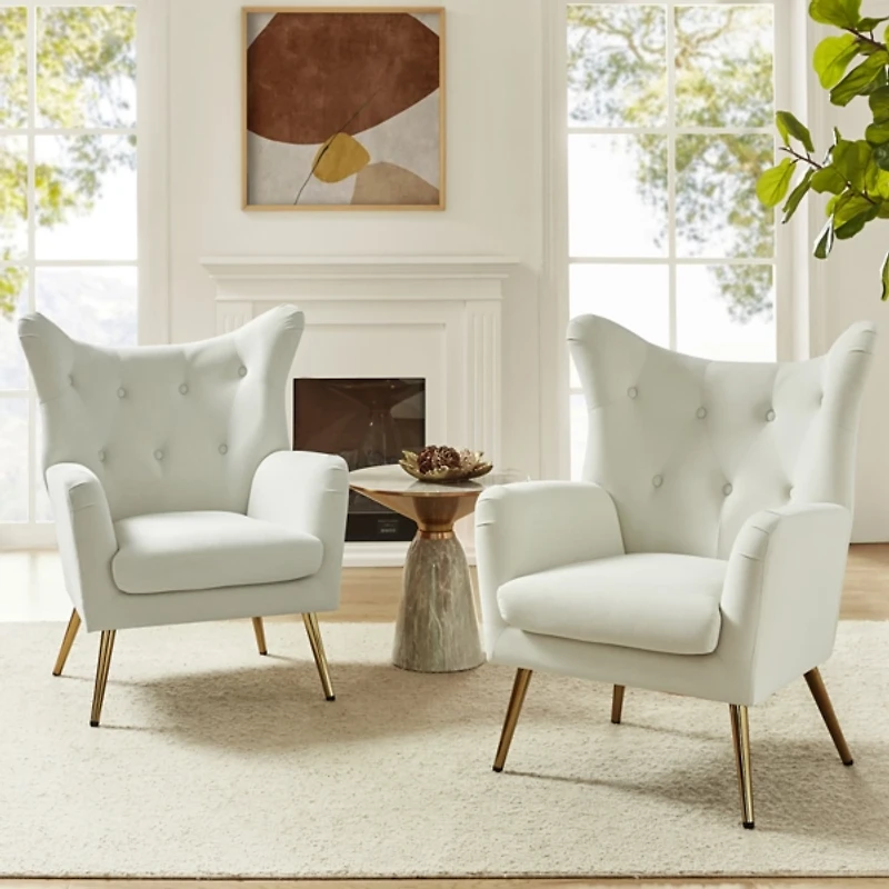 Danel Ivory Tufted Wingback Accent Chair