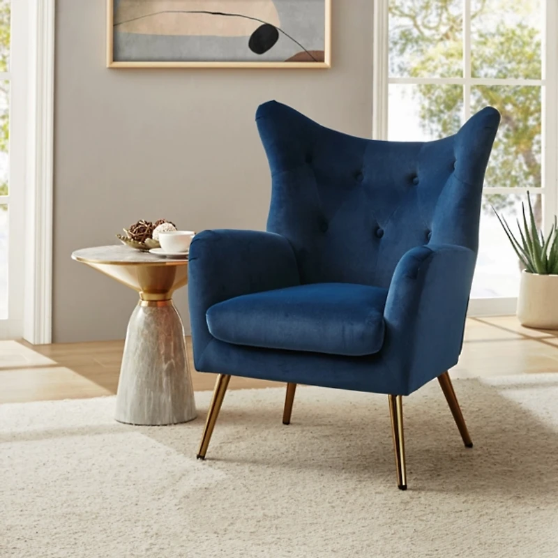 Danel Navy Tufted Wingback Accent Chair