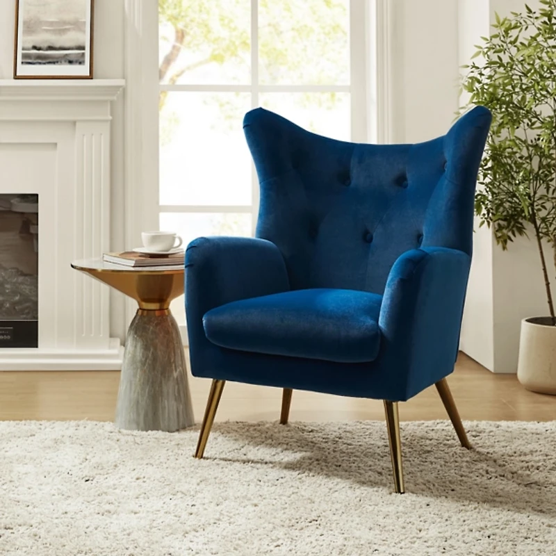 Danel Navy Tufted Wingback Accent Chair