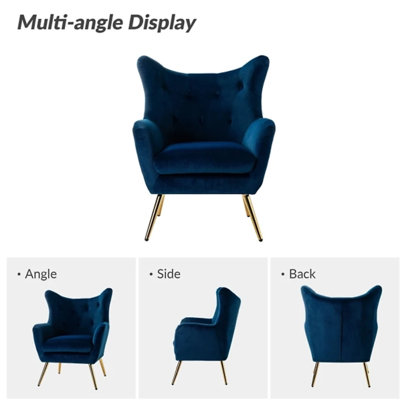Danel Navy Tufted Wingback Accent Chair