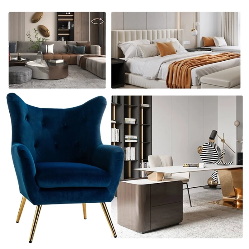 Danel Navy Tufted Wingback Accent Chair