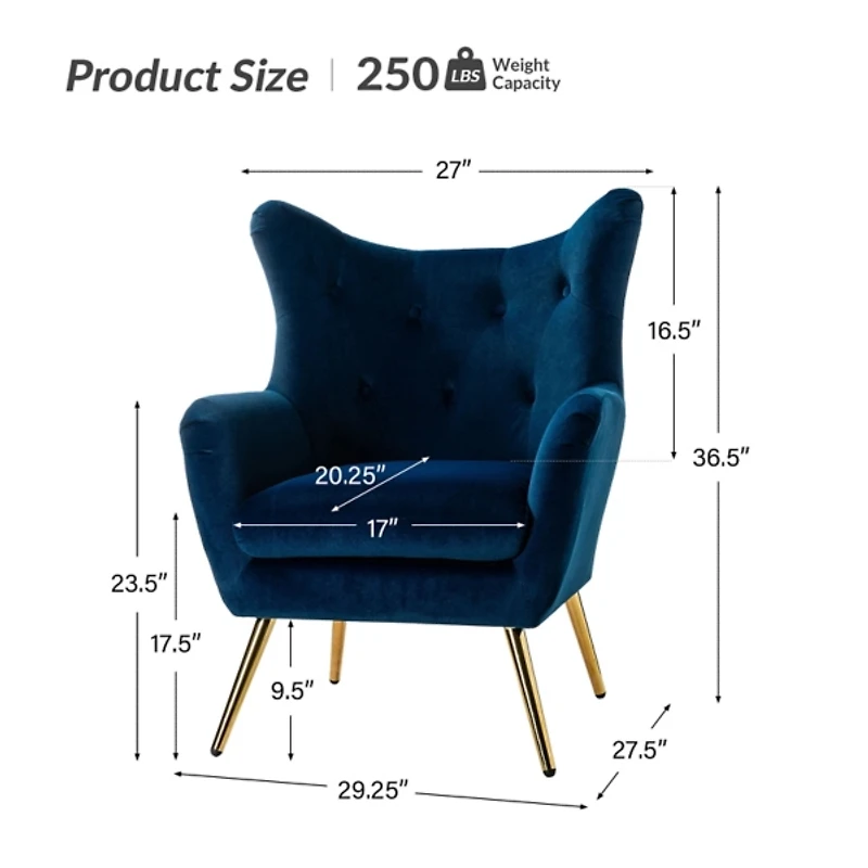 Danel Navy Tufted Wingback Accent Chair