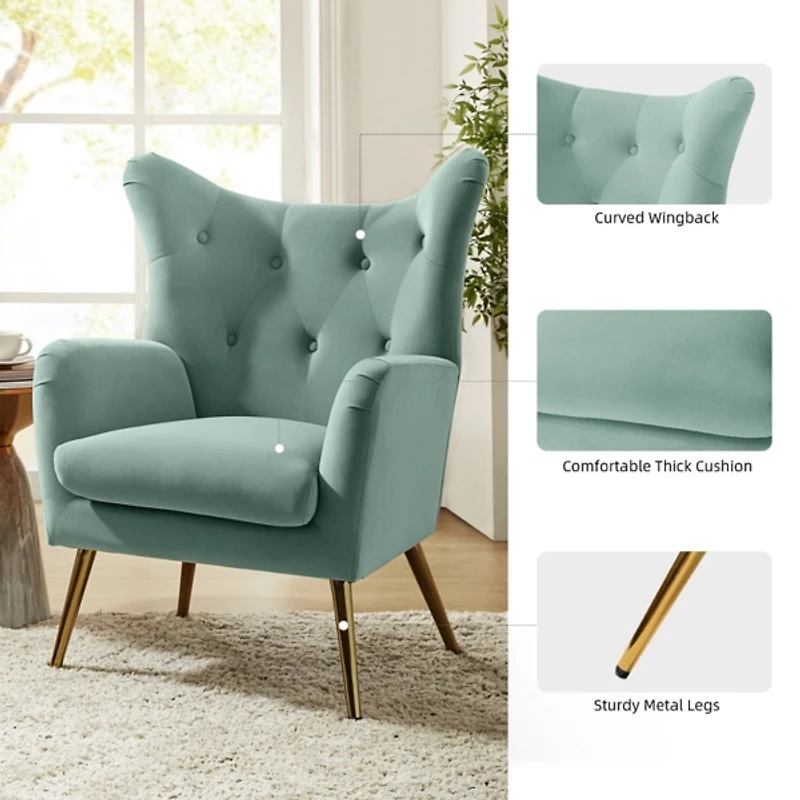 Danel Sage Tufted Wingback Accent Chair