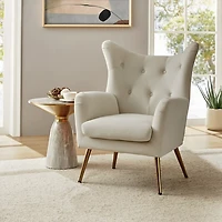Danel Tan Tufted Wingback Accent Chair