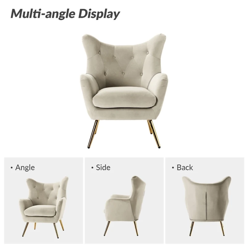 Danel Tan Tufted Wingback Accent Chair