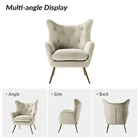 Danel Tan Tufted Wingback Accent Chair