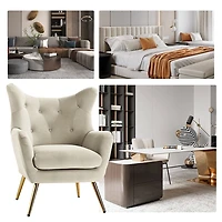 Danel Tan Tufted Wingback Accent Chair