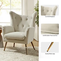 Danel Tan Tufted Wingback Accent Chair