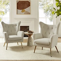 Danel Tan Tufted Wingback Accent Chair
