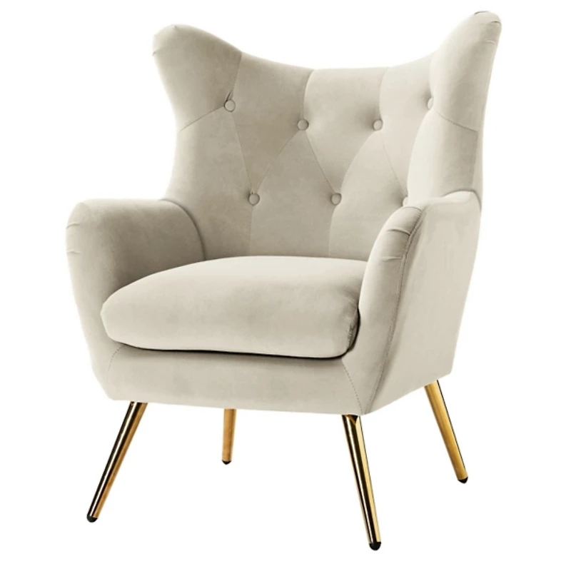 Danel Tan Tufted Wingback Accent Chair