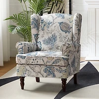 Umberto Blue Floral Accent Chair