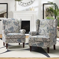 Umberto Blue Floral Accent Chair