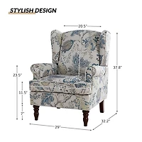 Umberto Blue Floral Accent Chair