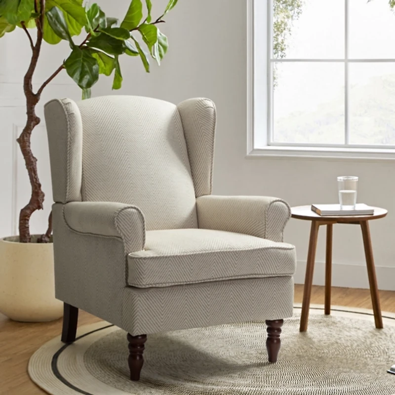 Umberto Tan Herringbone Accent Chair