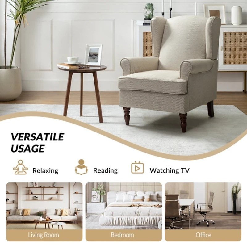 Umberto Tan Herringbone Accent Chair