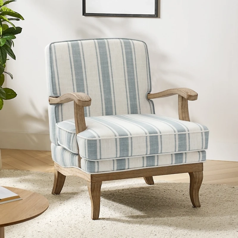 Peppone Blue Striped Armchair