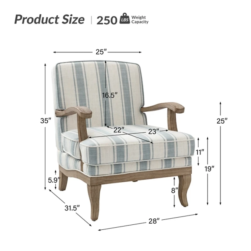 Peppone Blue Striped Armchair