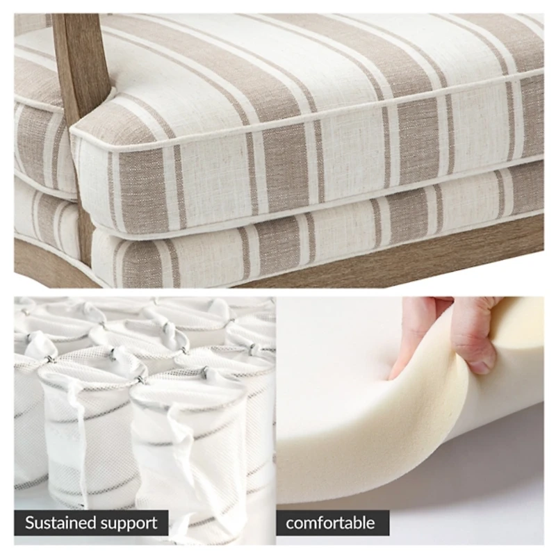 Peppone Tan Striped Armchair