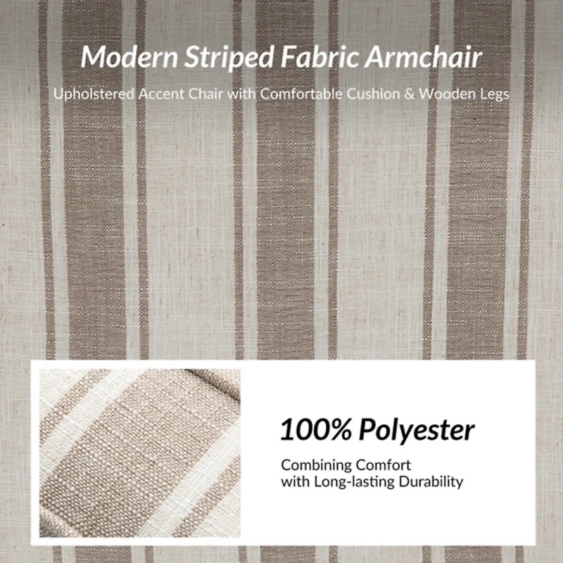 Peppone Tan Striped Armchair
