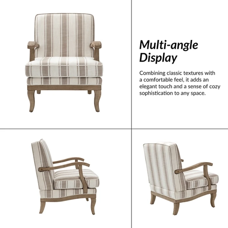 Peppone Tan Striped Armchair