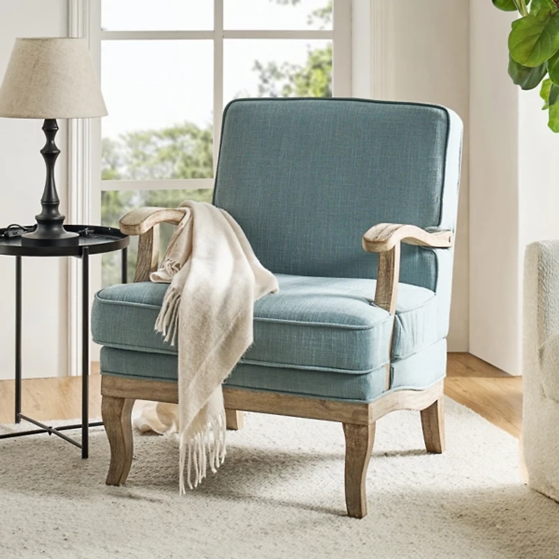 Peppone Blue Upholstered Armchair