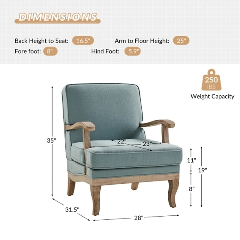 Peppone Blue Upholstered Armchair