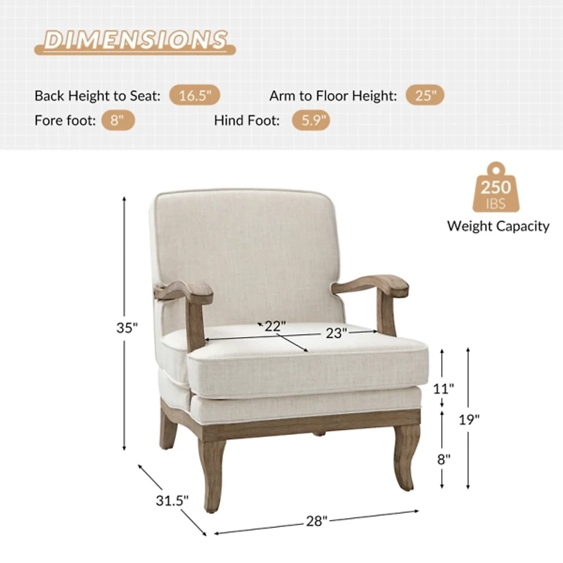Peppone Ivory Upholstered Armchair