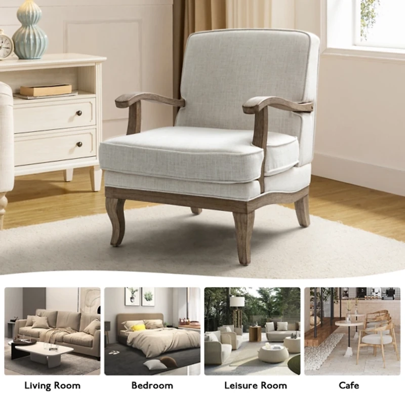 Peppone Ivory Upholstered Armchair