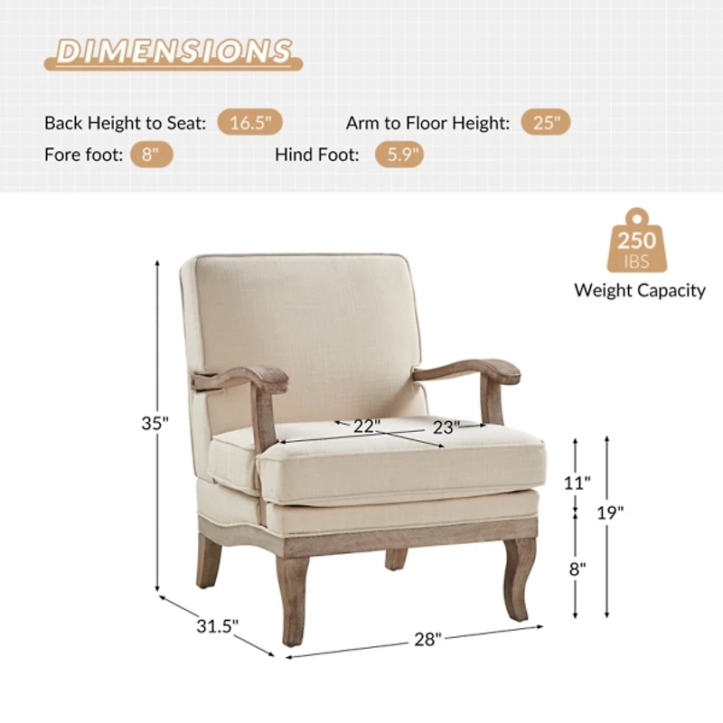 Peppone Linen Upholstered Armchair
