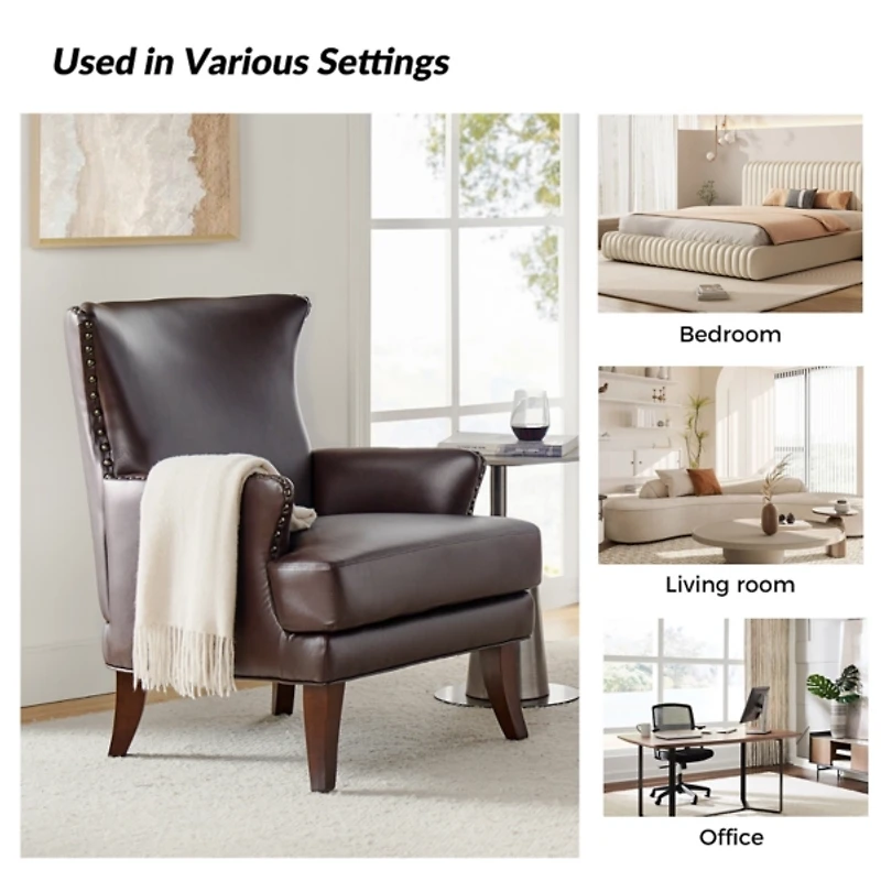 Jorge Brown Faux Leather Armchair