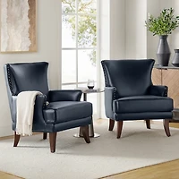 Jorge Navy Faux Leather Armchair