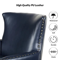 Jorge Navy Faux Leather Armchair
