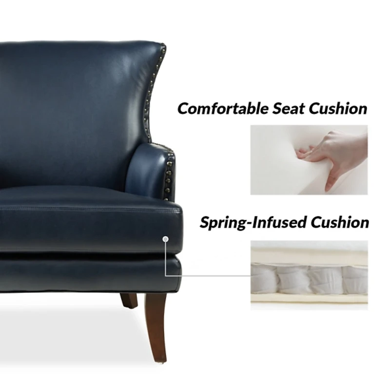 Jorge Navy Faux Leather Armchair