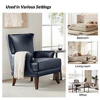 Jorge Navy Faux Leather Armchair