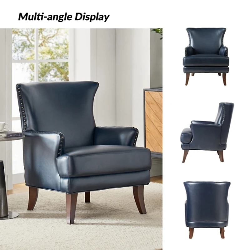 Jorge Navy Faux Leather Armchair