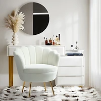 Donata Ivory Velvet Scalloped Barrel Accent Chair