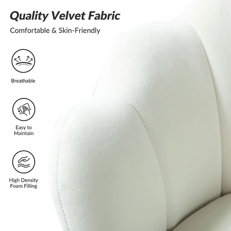 Donata Ivory Velvet Scalloped Barrel Accent Chair